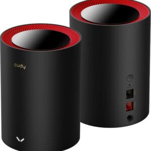 Cudy AX3000 Wi-Fi 6 Mesh 2.5G Solution 2-Pack, Dual-Band,  Chipset MT7981BA+MT7976CN+RTL8221B, 802.11ax/ac/a/b/g/n,  2402Mbps at 5GHz + 574Mbps at 2.4GHz,  2.5G WAN+GE LAN, 5 internal antennas,  MU-MIMO, DDNS, Zerotier/Wireguard/OpenVPN/IPSec/L2TP/PPTP VPN, DNS over Cloudflare/Google/Quad9, IPv6, Seamless Roaming, WPA3, TR069/TR098/TR111/TR181,easyMesh R3 Optional,  Ver 1.0, Cudy Mesh, Cudy APP