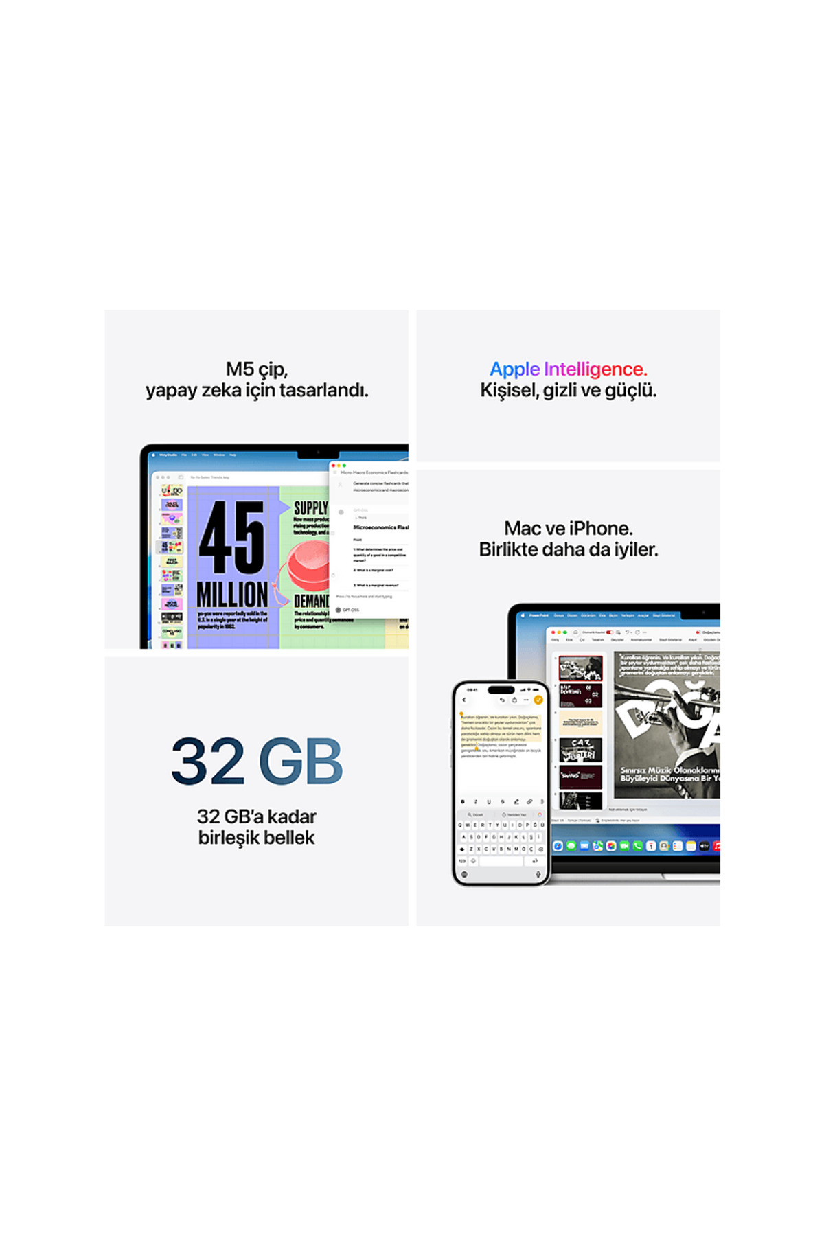 Apple MacBook Air MDH74TU/A M5 İşlemci(10 Çekirdek CPU-8 Çekirdek GPU) 16GB RAM 512GB SSD 13.6 (Apple Türkiye Garantili)